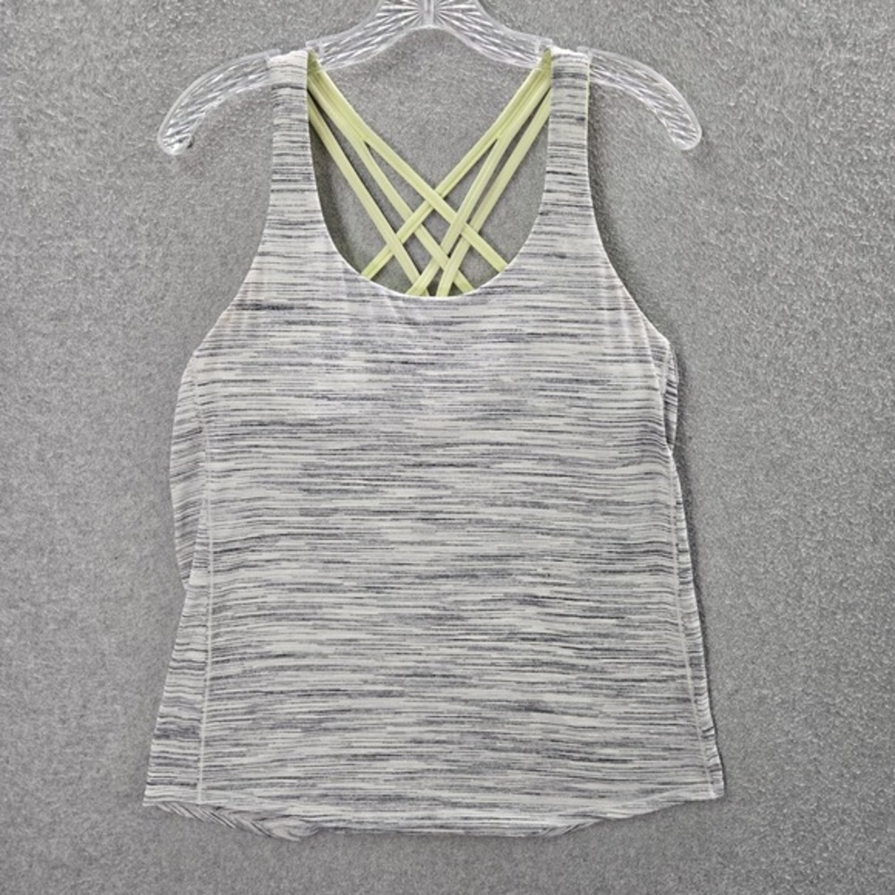 Lululemon Women Activewear Top 8 Gray‎  Slay The Studio 2-In-1 Tank Built in Bra